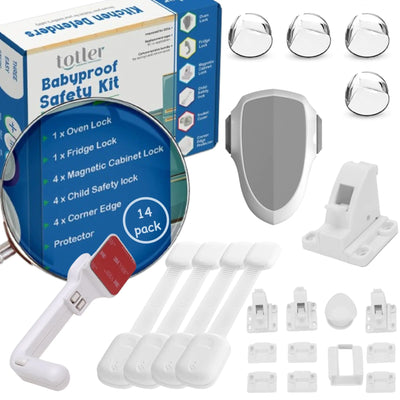 Totler Kitchen Child Safety Babyproof Kit: Kitchen Oven Locks Refrigerator Fridge Freezer Door Locks Cabinet Locks Stove Oven Knobs Locks for Toddler Safety