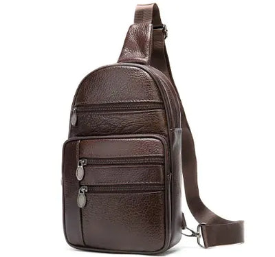 Men's Fashion Leather Chest Bag - Head Layer Design