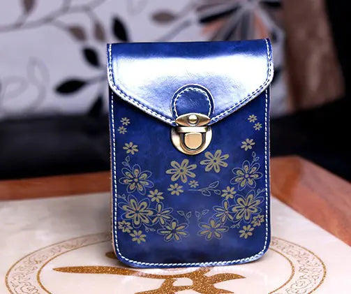 Modieuze Koreaanse Crossbody Telefoontas met Bloemenpatroon