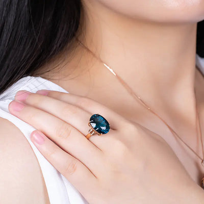 Imitation Sapphire Peacock Color Treasure Ring for Women