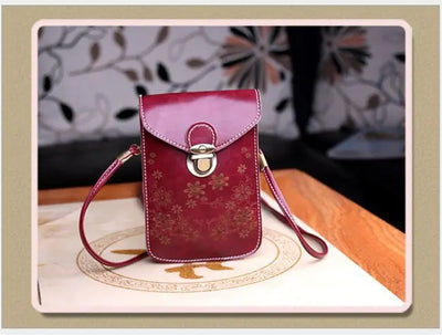 Modieuze Koreaanse Crossbody Telefoontas met Bloemenpatroon