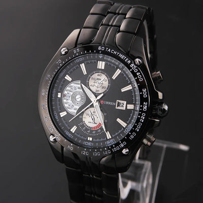 CURREN 8083 Men's Waterproof Steel Band Calendar Watch