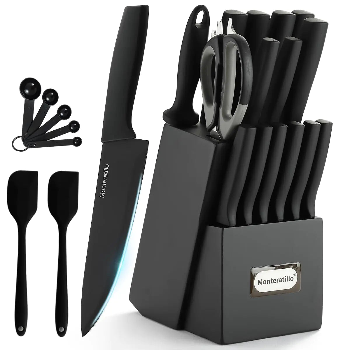 Knife Sets Kitchen Knife Block Set 19 Pcs Kitchen Knife with Sharpening High Carbon Stainless Steel Sharp & Rust Resistant Dishwasher Safe