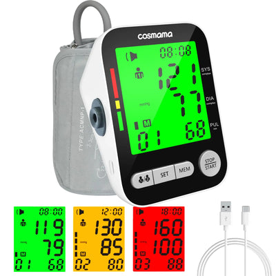 Blood Pressure Monitor Automatic Blood Pressure Machine for Home Use BP Monitor Adjustable Arm Cuff 4.2in Large Display Rechargeable Voice Broadcast BP Machine with Dual User Modes Large Cuff