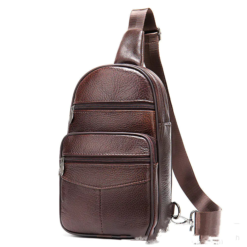 Men's Fashion Leather Chest Bag - Head Layer Design